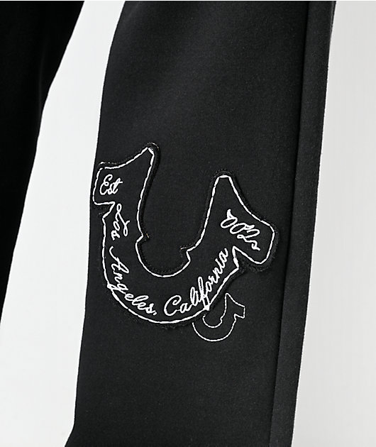 True Religion Applique Black Wide Leg Sweatpants