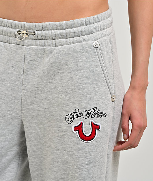 True Religion Applique Grey Wide Leg Sweatpants