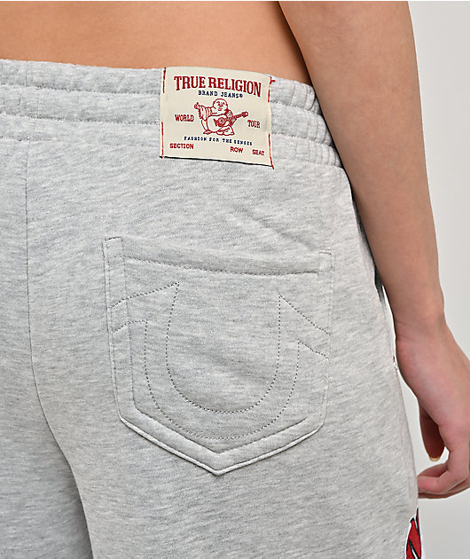 True Religion Applique Grey Wide Leg Sweatpants