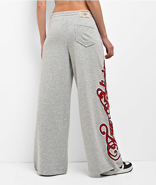True Religion Applique Grey Wide Leg Sweatpants