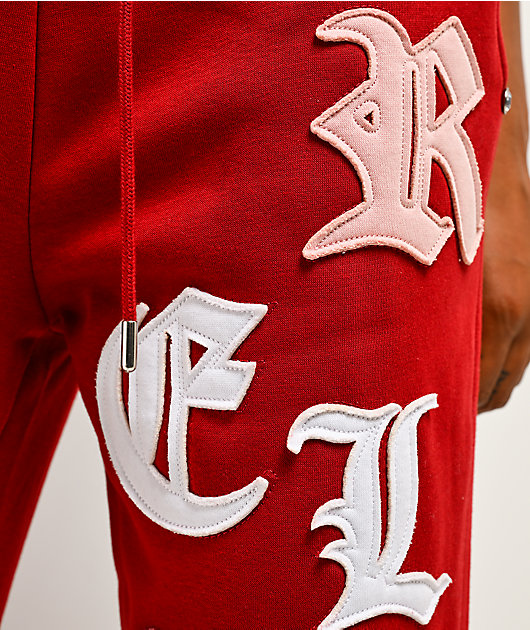True Religion Applique Shrunken Red Sweatpants