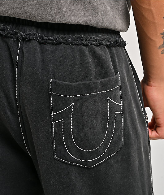 True Religion Appliqué Big T Black Wash Baggy Sweatpants | Zumiez