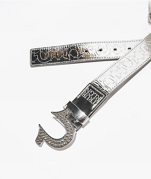 True Religion Argent Metallic Sage Horseshoe Silver Belt