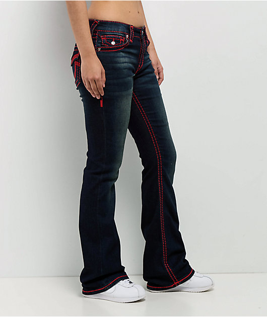 True Religion Becca Crystal Horseshoe Super T Indigo Twilight Bootcut Jeans