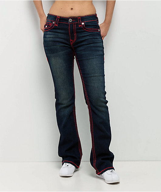 True Religion Becca Crystal Horseshoe Super T Indigo Twilight Bootcut Jeans