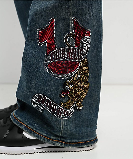True Religion Becca Crystal Tattoo Dark Wash Mid Rise Bootcut Jeans