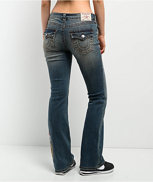 True Religion Becca Crystal Tattoo Dark Wash Mid Rise Bootcut