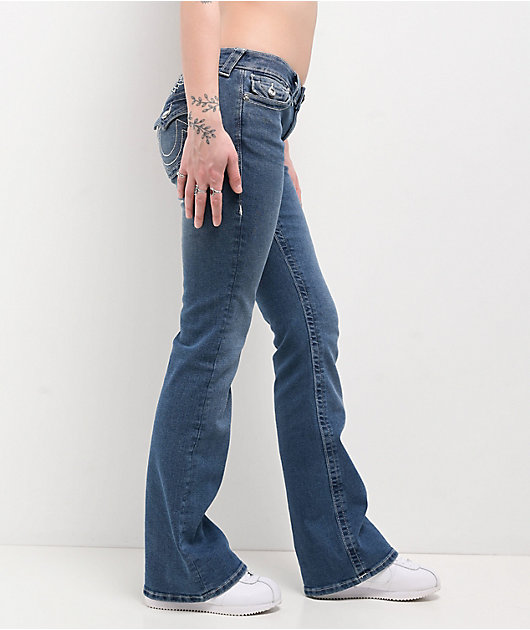 True Religion Becca Crystal Wing Marina Mid Rise Bootcut Jeans