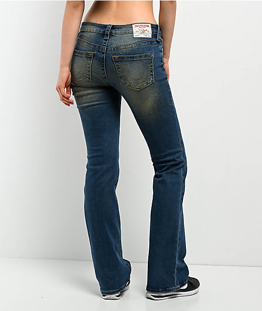 True Religion Becca Glitter Spray Stadium Diem Mid Rise Bootcut Jeans
