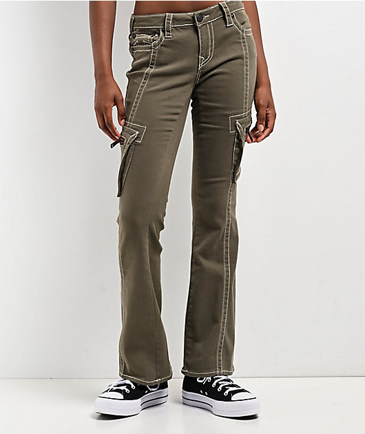 True Religion Becca Low Rise Big T Kalamata Cargo Bootcut Pants