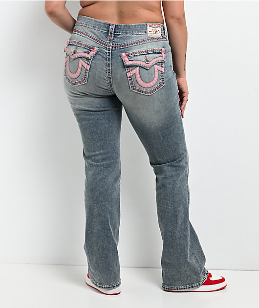 True Religion Becca Super T Applique Petal Bloom Bootcut Jeans