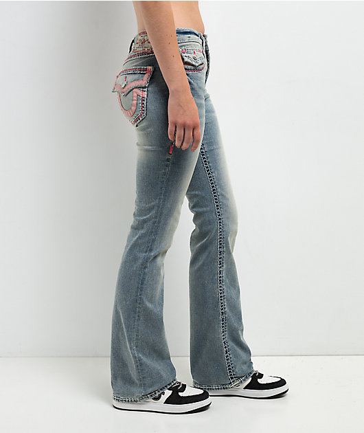 True Religion Becca Super T Applique Petal Bloom Bootcut Jeans