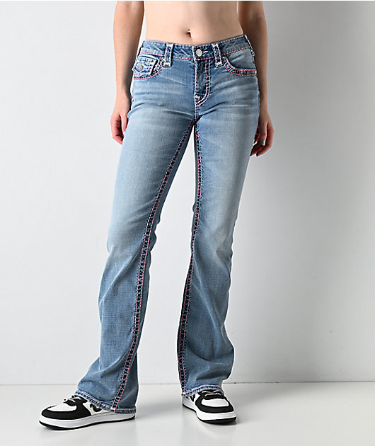 True Religion Becca Super T Champagne Glow Blue Wash Bootcut Jeans