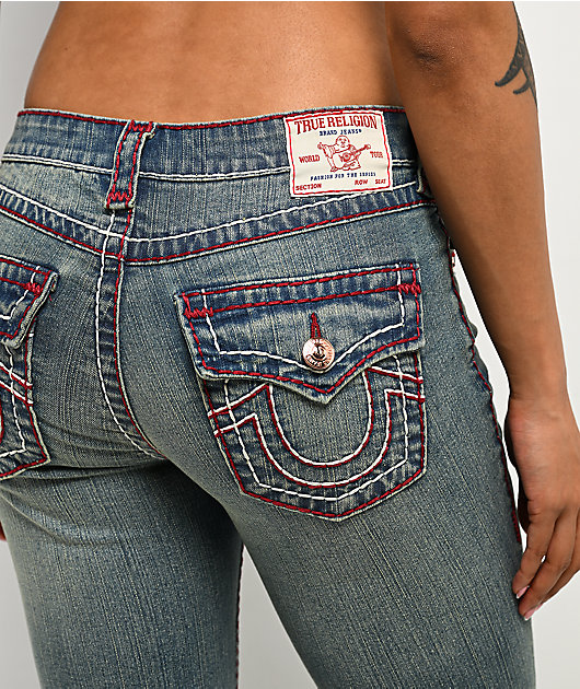 True Religion Becca Super T Mid Rise Blue Wash Bootcut Jeans