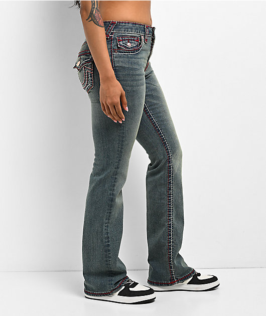 True Religion Becca Super T Mid Rise Blue Wash Bootcut Jeans