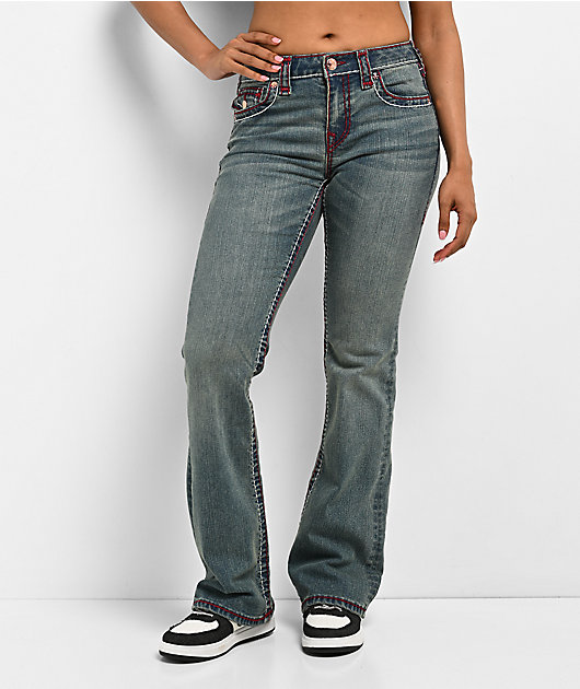 True Religion Becca Super T Mid Rise Blue Wash Bootcut Jeans