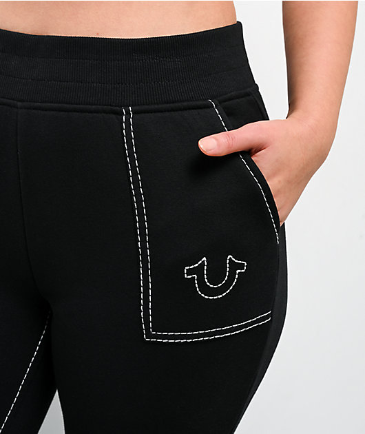 True Religion Big T Black Flare Sweatpants | Zumiez