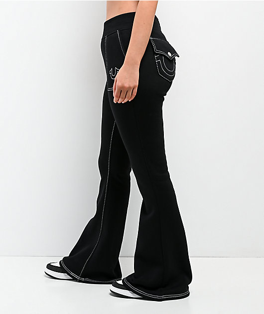 True Religion Big T Black Flare Sweatpants