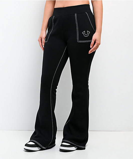 True Religion Big T Black Flare Sweatpants