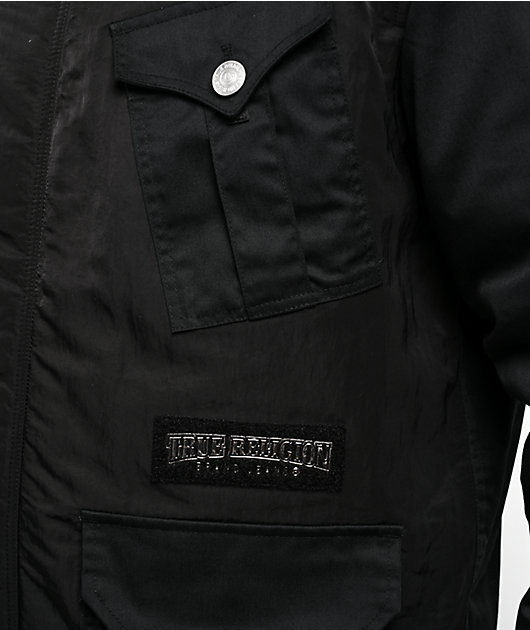 True Religion Big T Black Parka Jacket