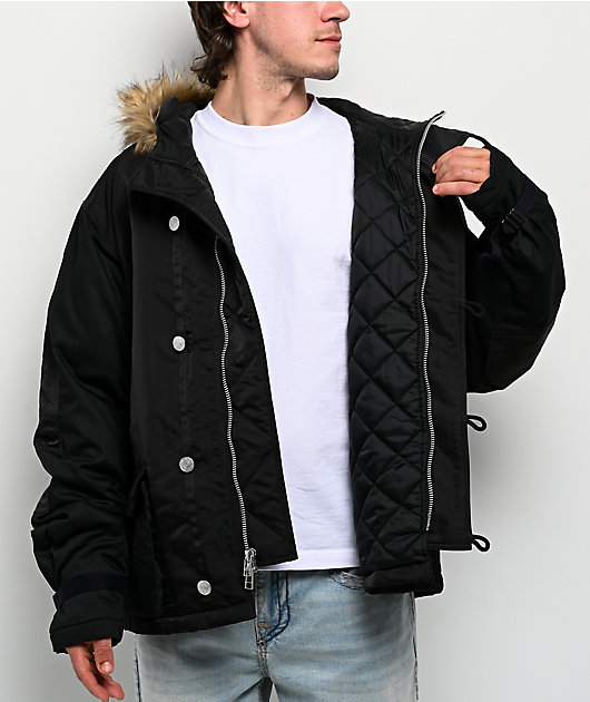 True Religion Big T Black Parka Jacket