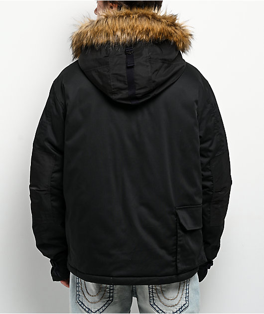 True Religion Big T Black Parka Jacket