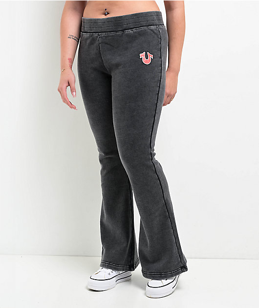 True Religion Big T Black Wash Low Rise Flare Sweatpants True Religion Big T Black Wash Low Rise Flare Sweatpants