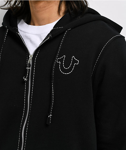 True Religion Big T Black Zip Hoodie