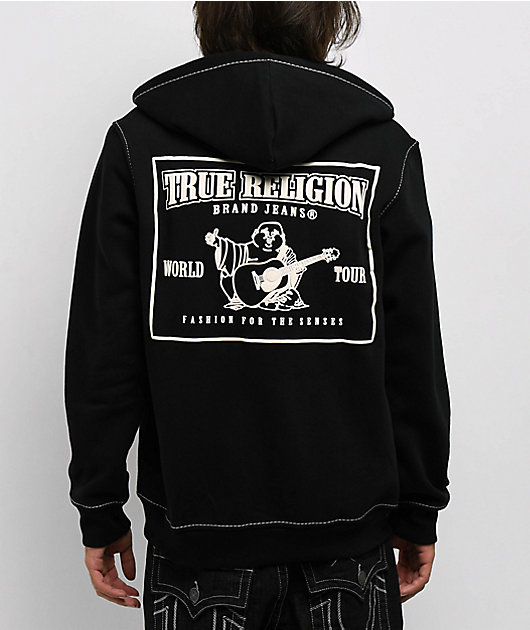 True Religion Big T Black Zip Hoodie