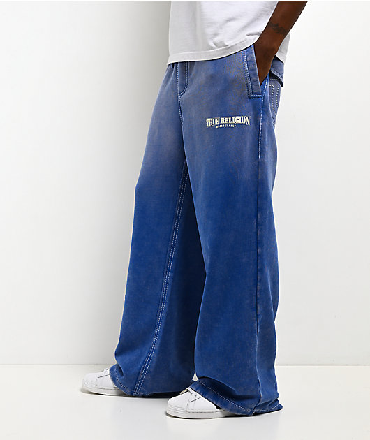 True Religion Big T Blue Wash Baggy Sweatpants