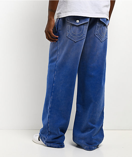 True Religion Big T Blue Wash Baggy Sweatpants