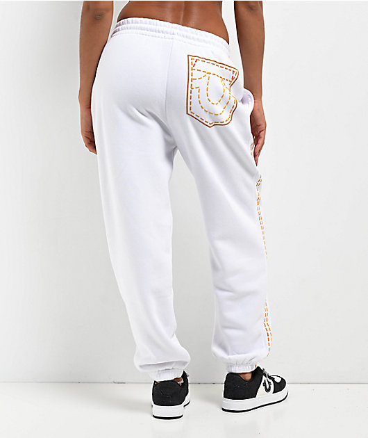 True Religion Big T Boyfriend White Jogger Sweatpants