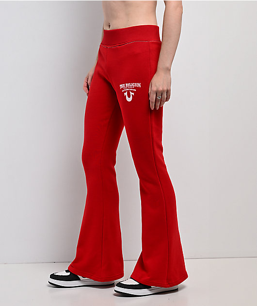 True Religion Big T Crystal Wing Barbados Cherry Flare Sweatpants