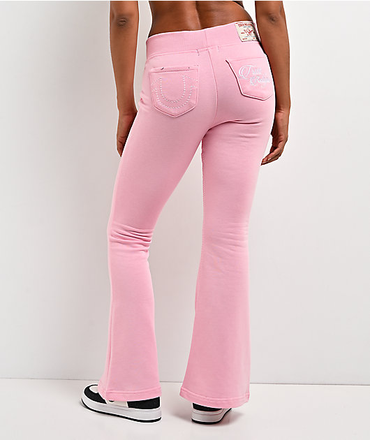 True Religion Big T Pink Flare Sweatpants