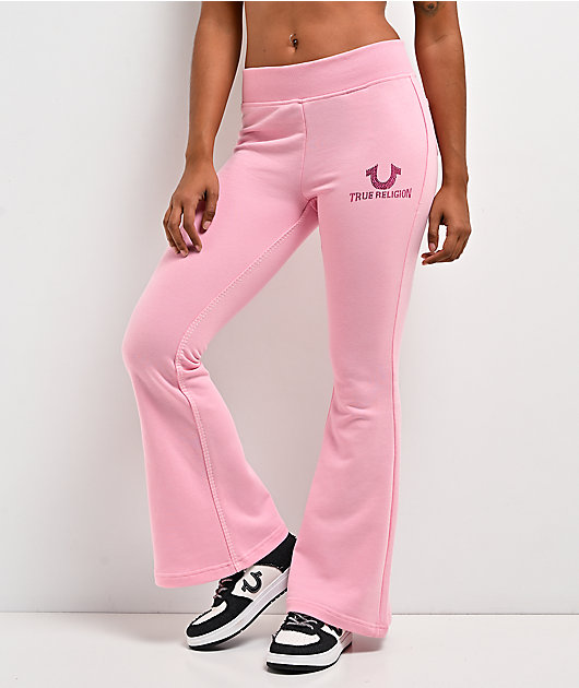 True Religion Big T Pink Flare Sweatpants