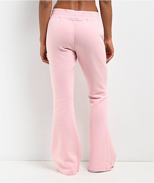 True Religion Big T Pink Low Rise Flare Jogger Sweatpants | Zumiez
