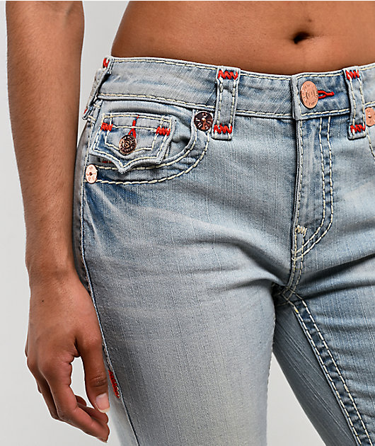 True Religion Billie Super T Misson Sky Mid Rise Jeans
