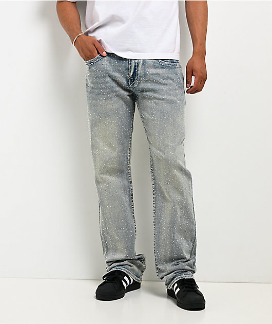 True Religion Billy Big T Rhinestone Grey Wash Bootcut Jeans