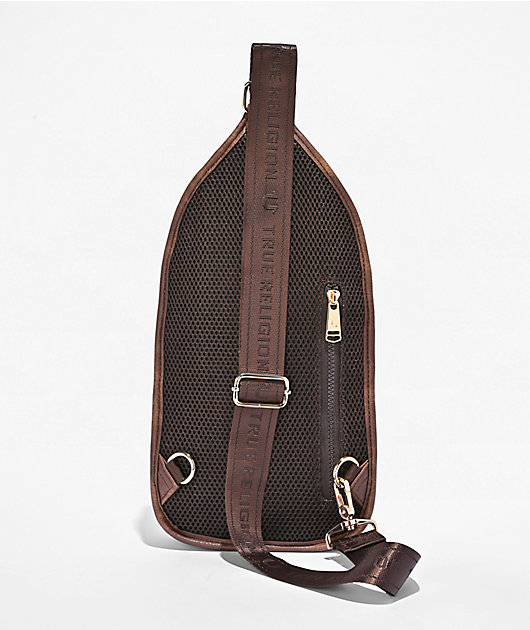 True Religion Billy Brown Cow Print Crossbody Bag