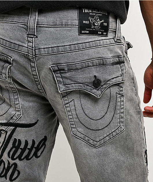 True Religion Billy Embroidered Grey Wash Bootcut Jeans