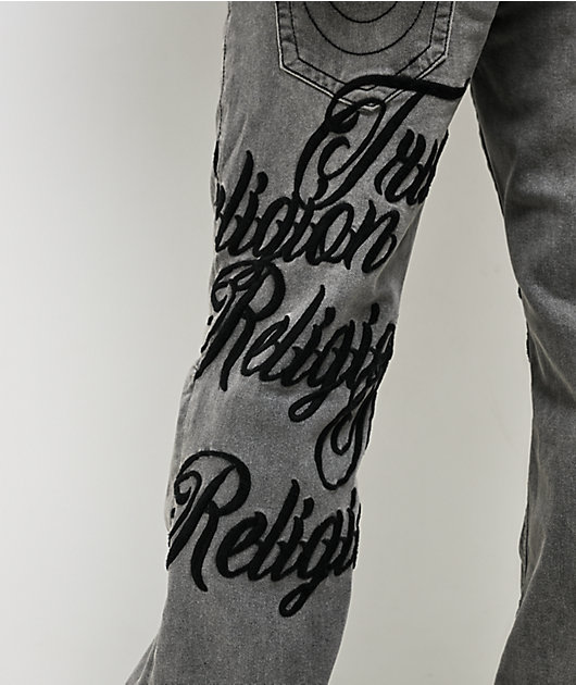 True Religion Billy Embroidered Grey Wash Bootcut Jeans
