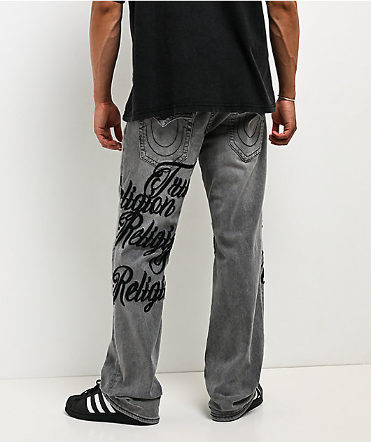 True Religion Billy Embroidered Grey Wash Bootcut Jeans