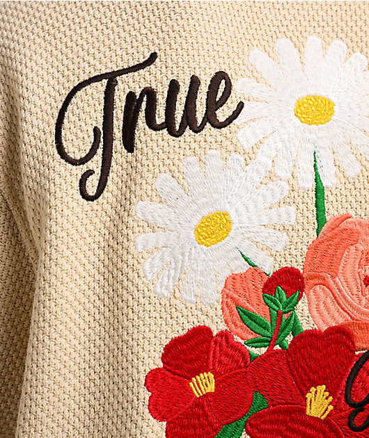 True Religion Blooms Knit Bleached Sand Camp Shirt