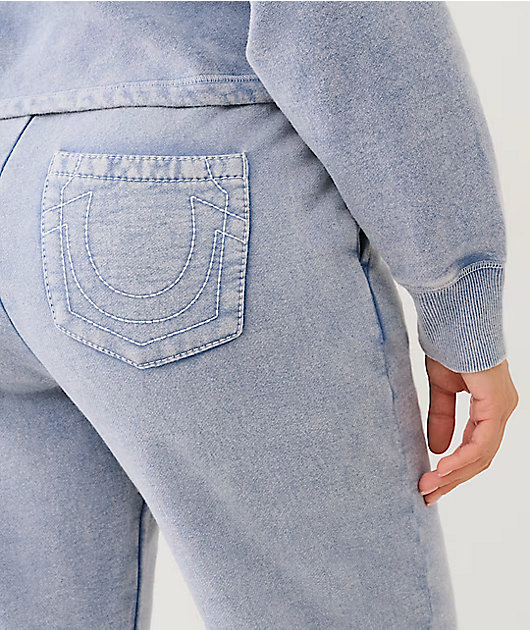 True Religion Blue Fog Wash Straight Leg Sweatpants