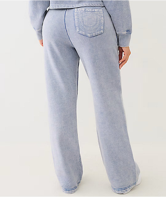 True Religion Blue Fog Wash Straight Leg Sweatpants