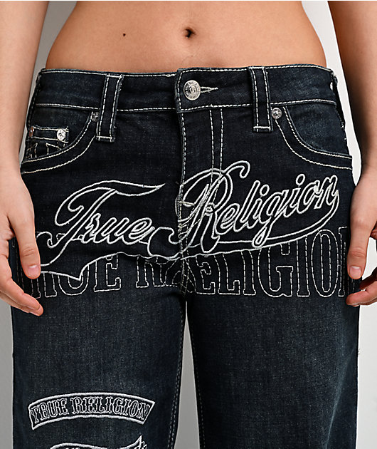 True Religion Bobbi Big T Mid Rise Ice Meadow Blue Wash Baggy