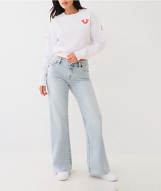 True Religion Bobbi Super T Applique Luna Wide Leg Jeans | Zumiez