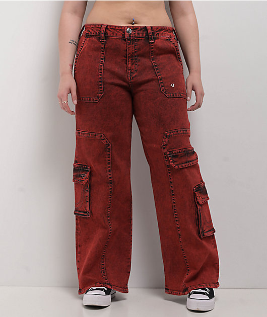 True Religion Bobbi Trv Red Baggy Cargo Pants