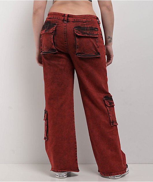 True Religion Bobbi Trv Red Baggy Cargo Pants