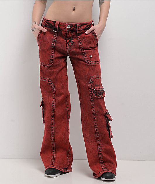 True Religion Bobbi Trv Red Baggy Cargo Pants | Zumiez